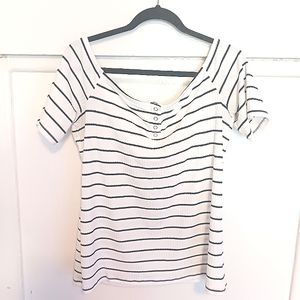 Torrid off shoulder stripped ribbed shirt